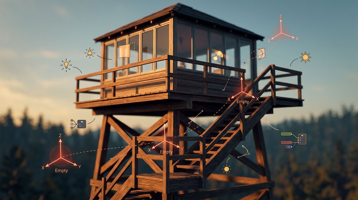 POV-анимация в духе Firewatch: как в Blender собрали подъём на башню с продуманной камерой и светом