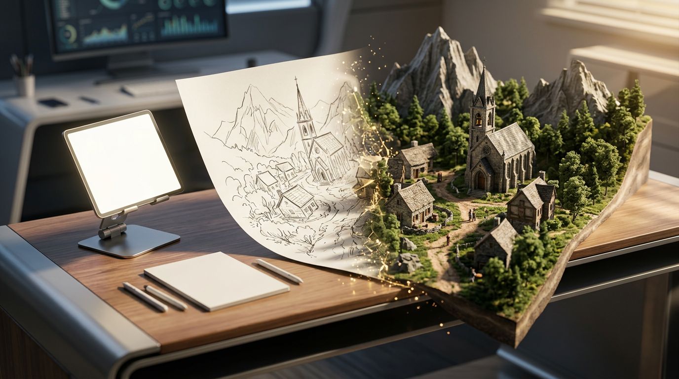 Как Laney Desroches превратила 2D-концепт в средневековую 3D-сцену деревни